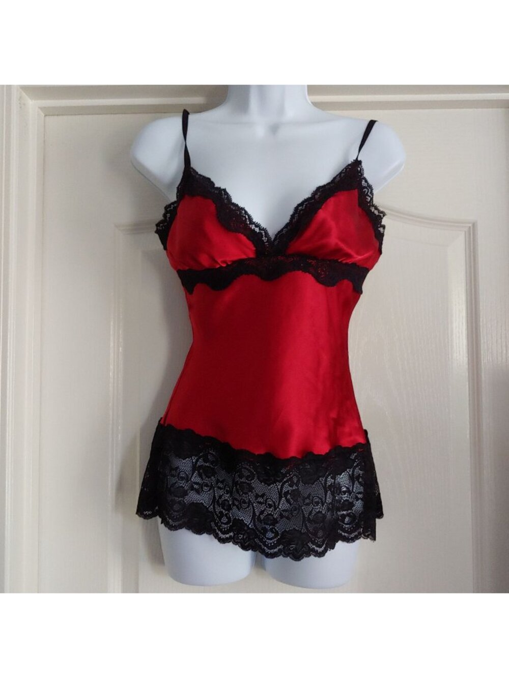 Xi Scarlet Satin Lace Cami Dark Coquette fairygoth grunge rocker chic L Glam